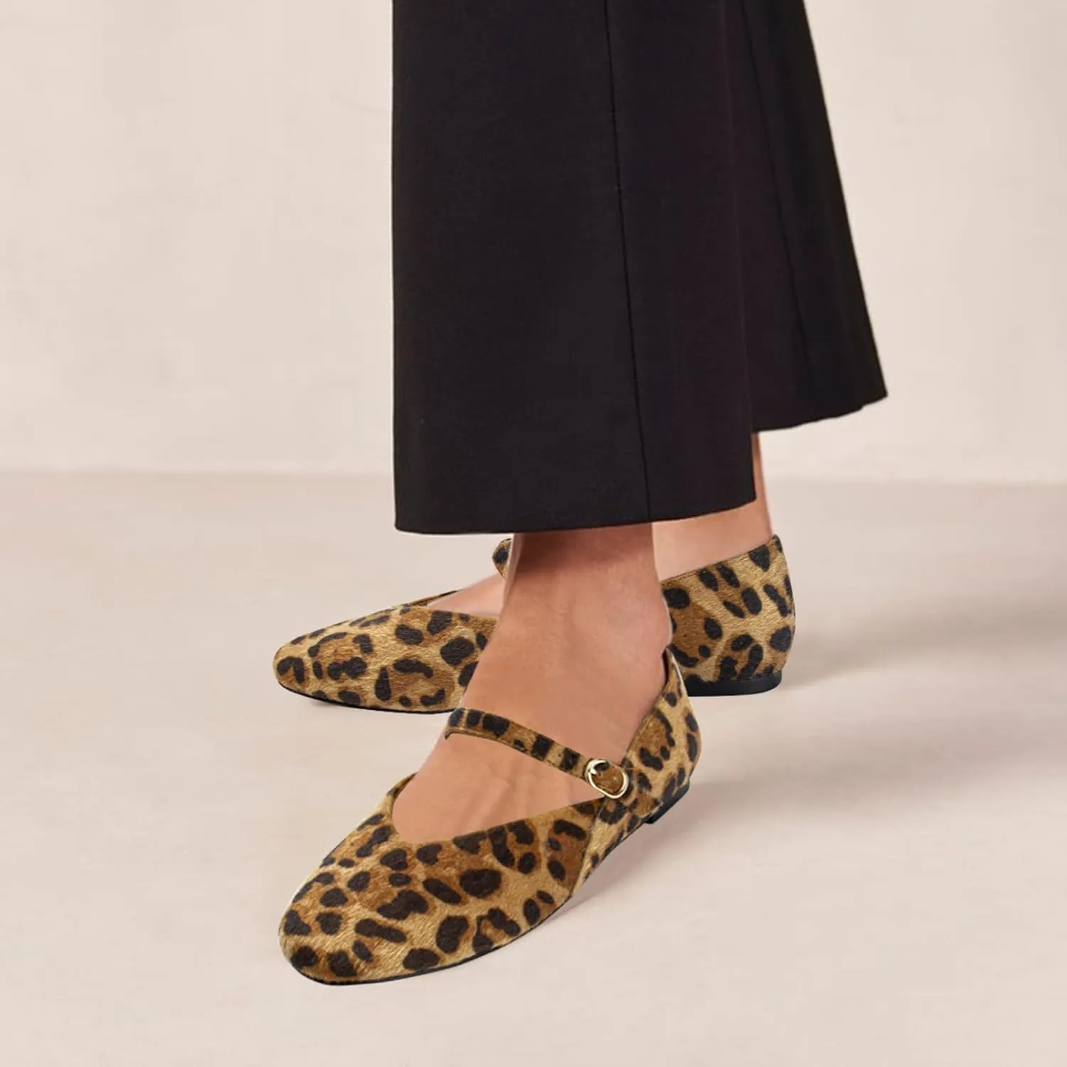 Leopard Flats for Women Mesh Flats Ballet Flats Mary Jane Flats Women's Dress Shoes Ballet Shoes