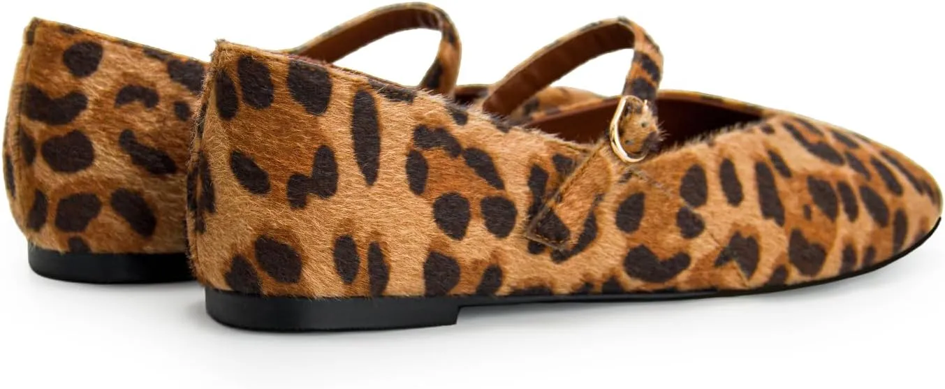 Leopard Flats for Women Mesh Flats Ballet Flats Mary Jane Flats Women's Dress Shoes Ballet Shoes