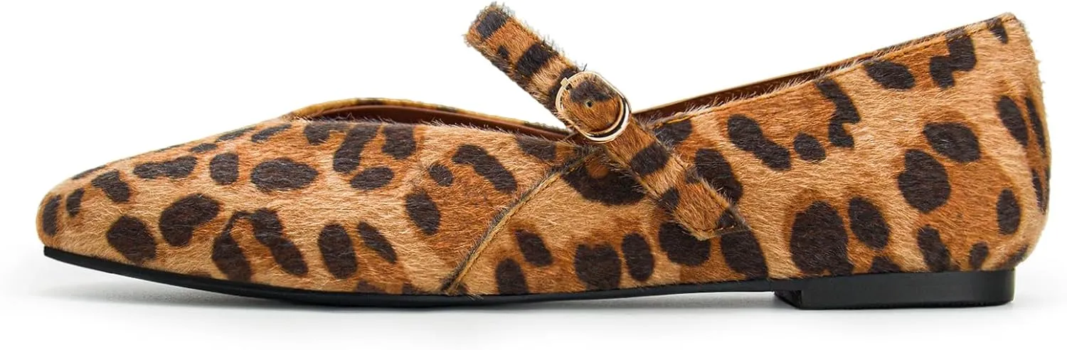 Leopard Flats for Women Mesh Flats Ballet Flats Mary Jane Flats Women's Dress Shoes Ballet Shoes