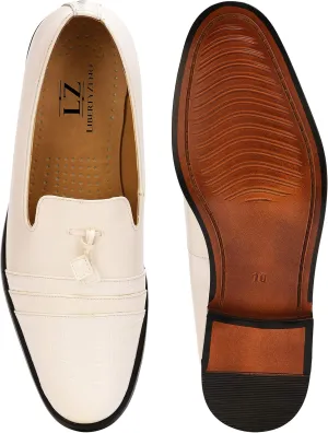 LIBERTYZENO Mens Genuine Leather Adults Tassel Loafer Slip On Dress Shoes for Prom Graduation