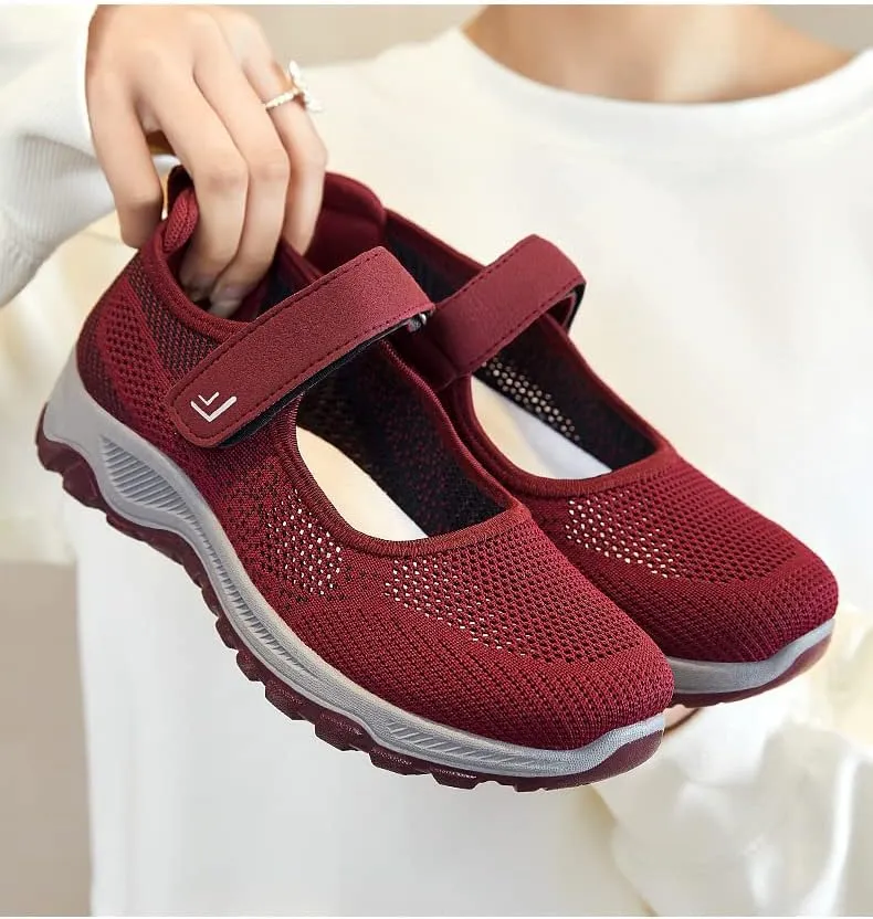 Lightweight Breathable Women's Mary Jane Flats - Summer Cutout Design Mesh Walking Shoes for Casual Comfortable Sneakers