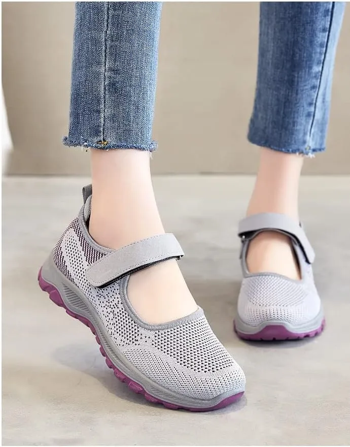Lightweight Breathable Women's Mary Jane Flats - Summer Cutout Design Mesh Walking Shoes for Casual Comfortable Sneakers
