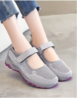 Lightweight Breathable Women's Mary Jane Flats - Summer Cutout Design Mesh Walking Shoes for Casual Comfortable Sneakers