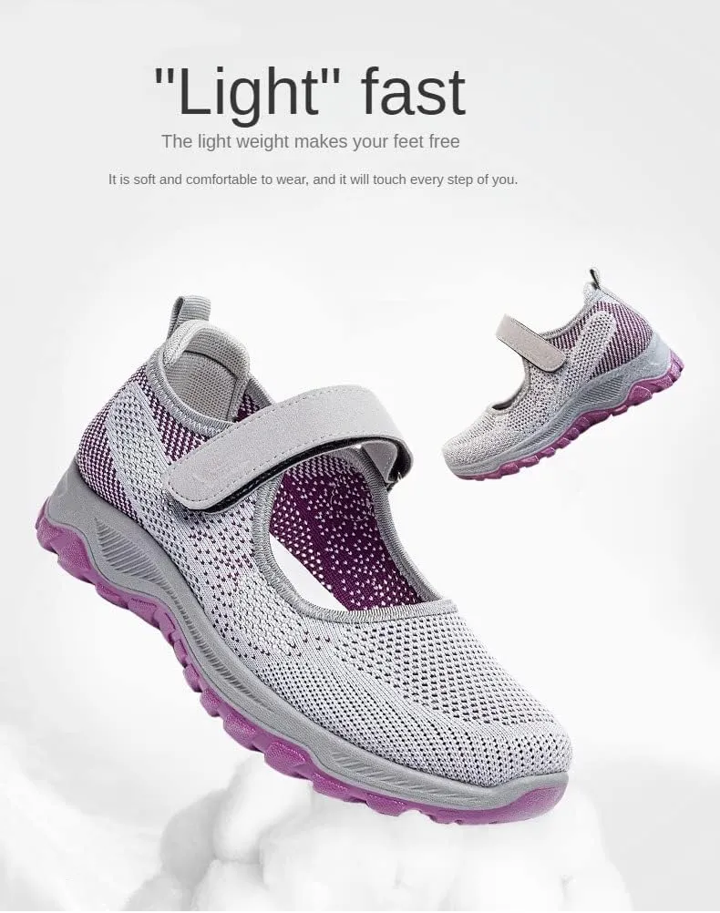 Lightweight Breathable Women's Mary Jane Flats - Summer Cutout Design Mesh Walking Shoes for Casual Comfortable Sneakers