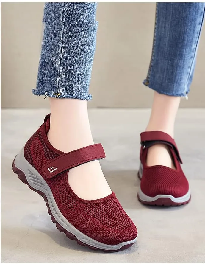 Lightweight Breathable Women's Mary Jane Flats - Summer Cutout Design Mesh Walking Shoes for Casual Comfortable Sneakers