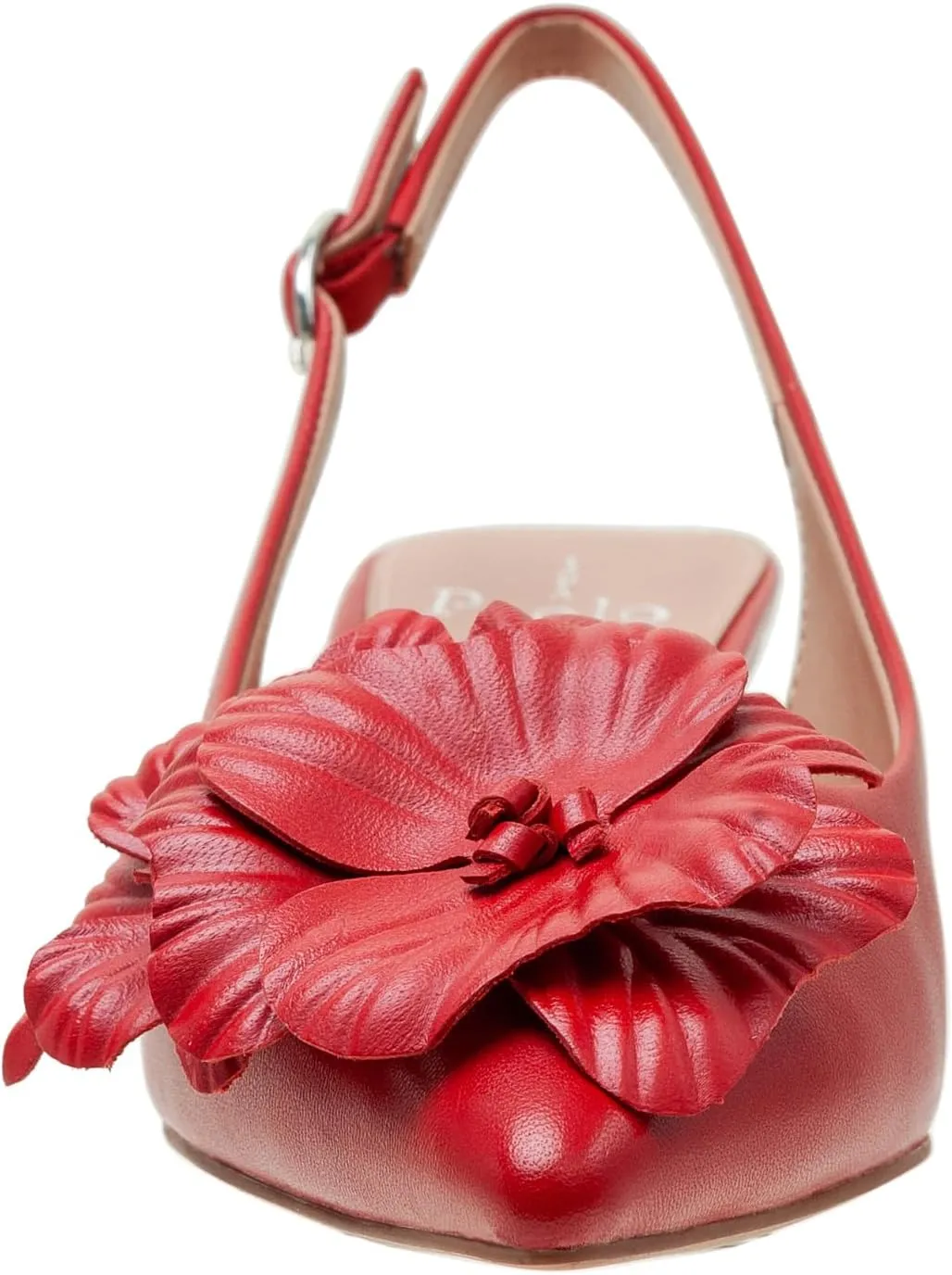 Linea Paolo - Castiel - Womens Floral Leather Kitten Heel Slingback Pumps