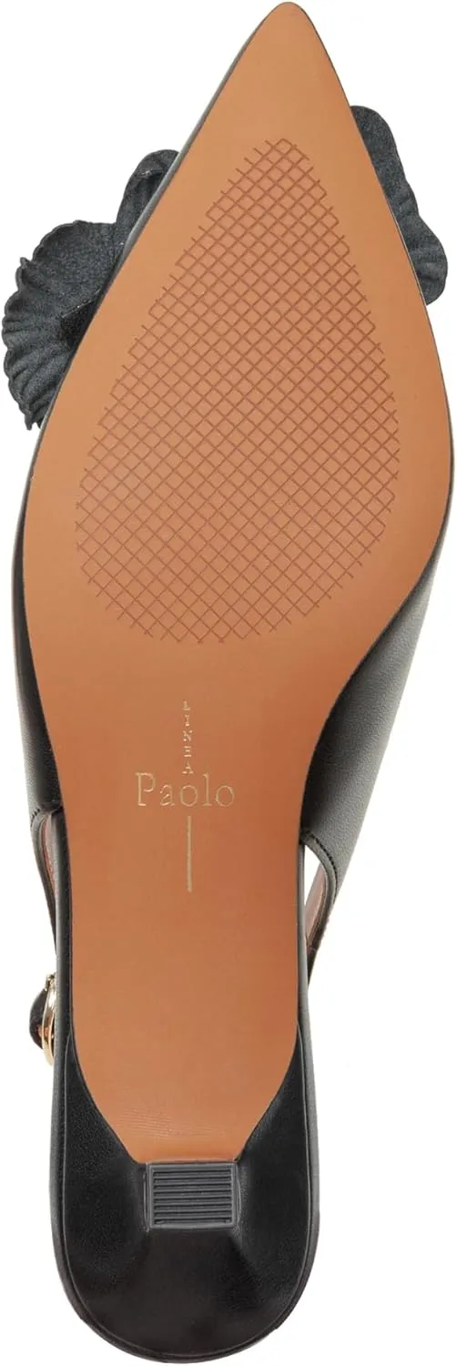 Linea Paolo - Castiel - Womens Floral Leather Kitten Heel Slingback Pumps