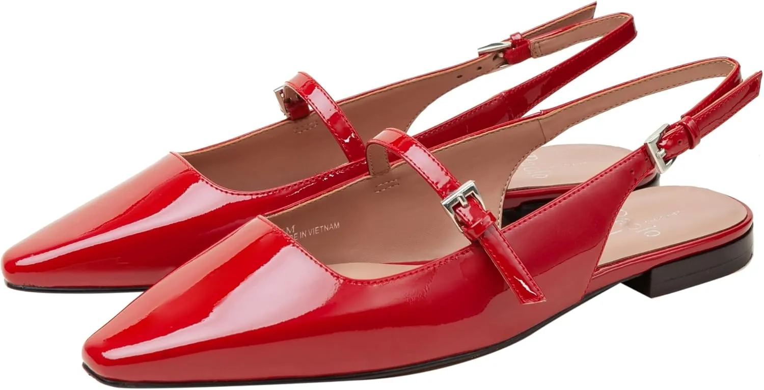 Linea Paolo - Celeste - Womens Leather Or Patent Slingback Flats