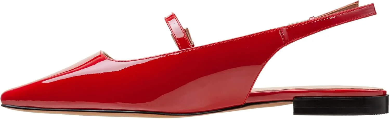 Linea Paolo - Celeste - Womens Leather Or Patent Slingback Flats