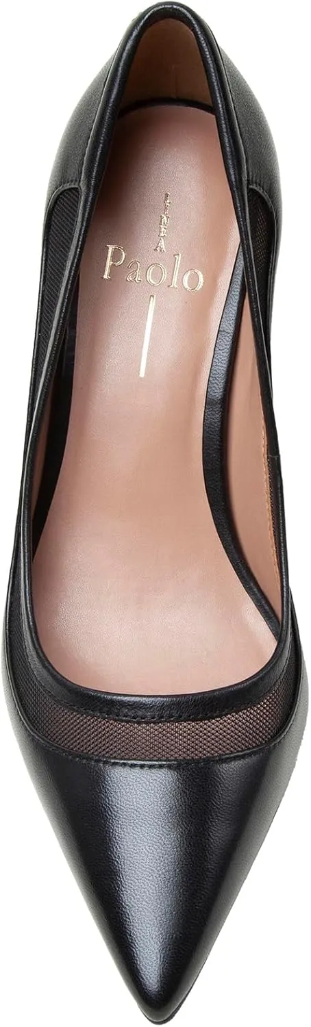Linea Paolo - Perline - Womens Mixed Media Mesh Leather and Velvet Stiletto Pumps