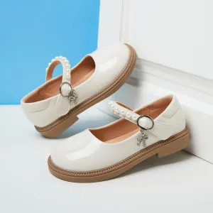 Little Girls Mary Jane Ballerina Ballet Flats for School Wedding Party - Pearl Strap Toddler Flower Girl Dress Shoes