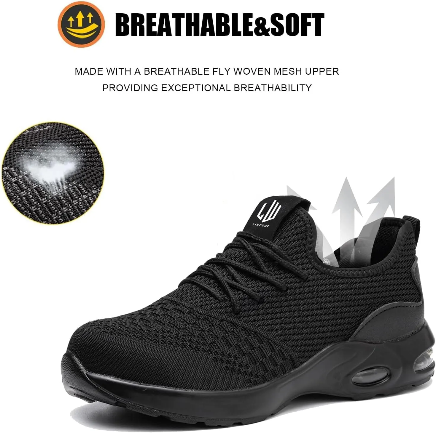 LIWEGHT Steel Toe Shoes for Women Lightweight Safety Shoes Women Comfortable Composite Steel Toe Sneakers Indestructible Shoes