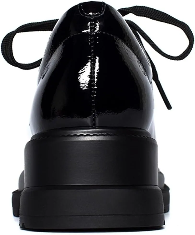 Loafers for Women Women’s Fashion Cowhide Lace-up Oxford Loafers Spring Platform Shoes for Ladies