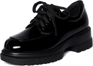 Loafers for Women Women’s Fashion Cowhide Lace-up Oxford Loafers Spring Platform Shoes for Ladies