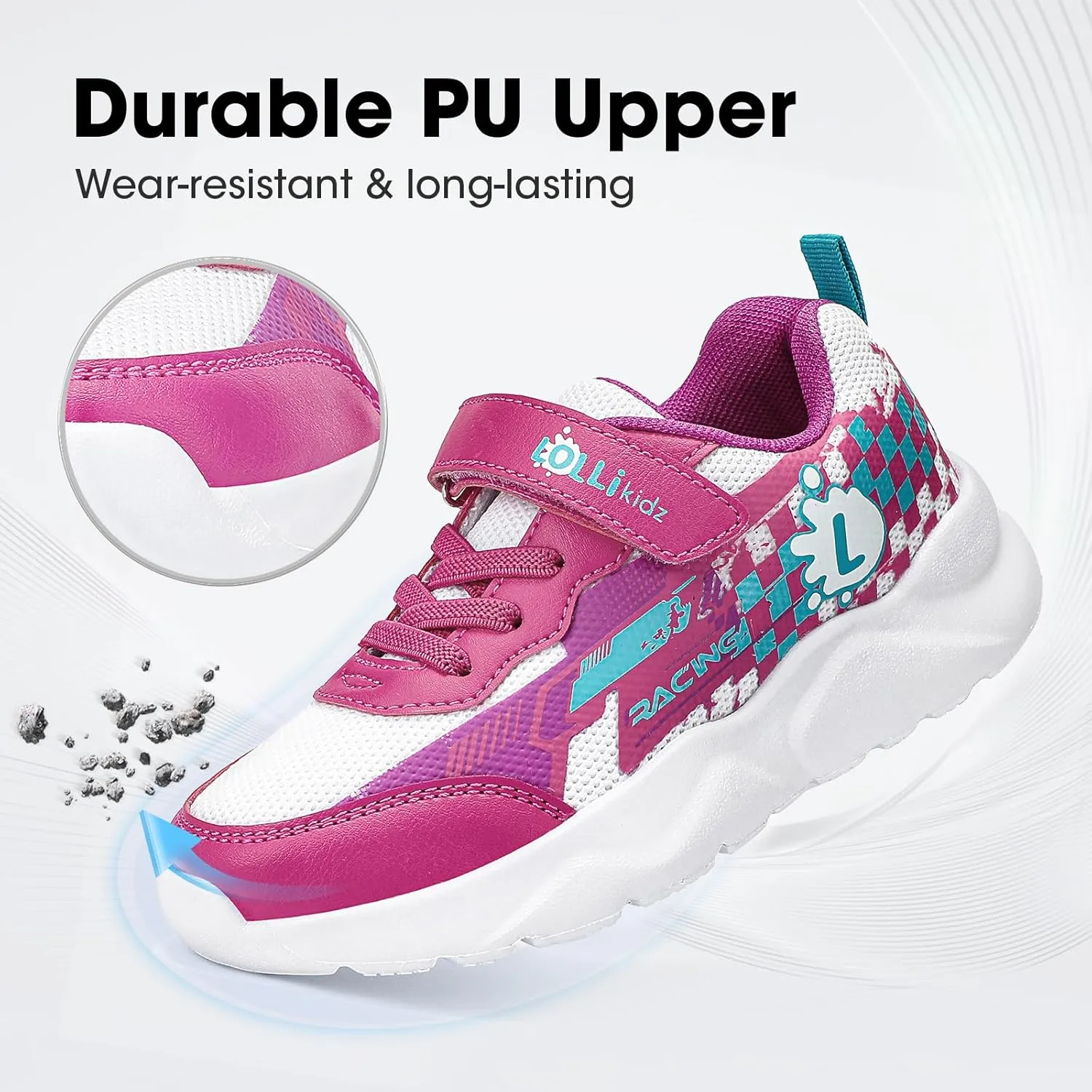 LOLLi kidz Boys Girls Shoes Kids Sneakers Athletic Tennis Shoes Lightweight Breathable Running Shoes