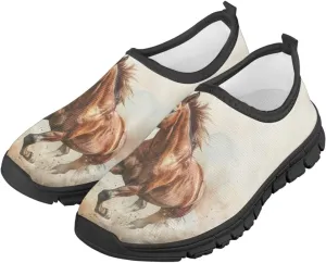 Low Cut Horse Print Running Shoes for Boys and Girls Comfortable Casual Sneakers Laceless Walking Shoes
