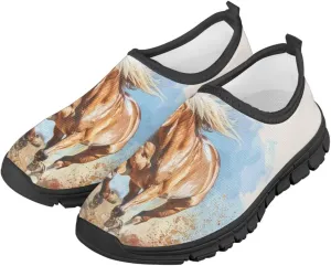 Low Cut Horse Print Running Shoes for Boys and Girls Comfortable Casual Sneakers Laceless Walking Shoes