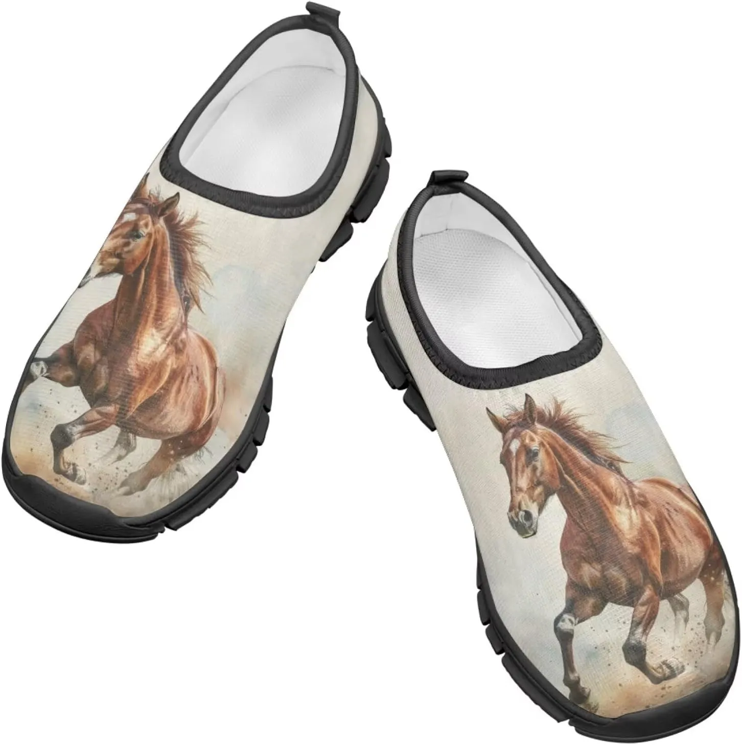 Low Cut Horse Print Running Shoes for Boys and Girls Comfortable Casual Sneakers Laceless Walking Shoes
