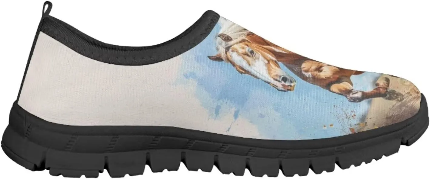Low Cut Horse Print Running Shoes for Boys and Girls Comfortable Casual Sneakers Laceless Walking Shoes