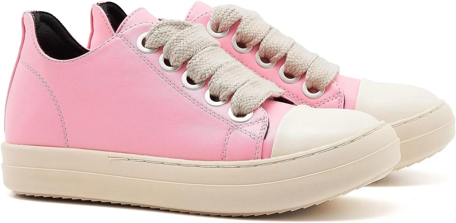 Low Top Sneakers for Women Jumbo Lace-Up Comfort Walking Shoes Wide Eyelets Trainers Casual Canvas Shoe