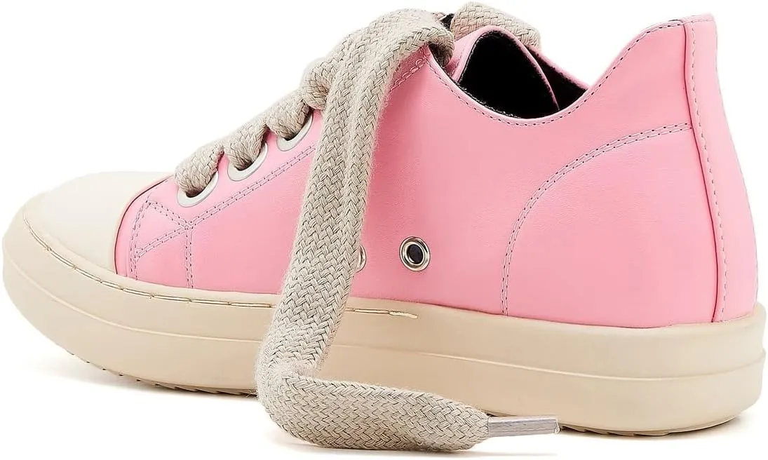 Low Top Sneakers for Women Jumbo Lace-Up Comfort Walking Shoes Wide Eyelets Trainers Casual Canvas Shoe