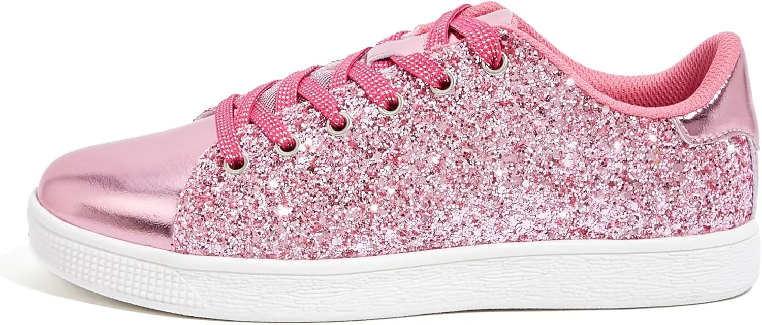 LUCKY STEP Glitter Sneakers Lace up | Fashion Sneakers | Sparkly Shoes for Women