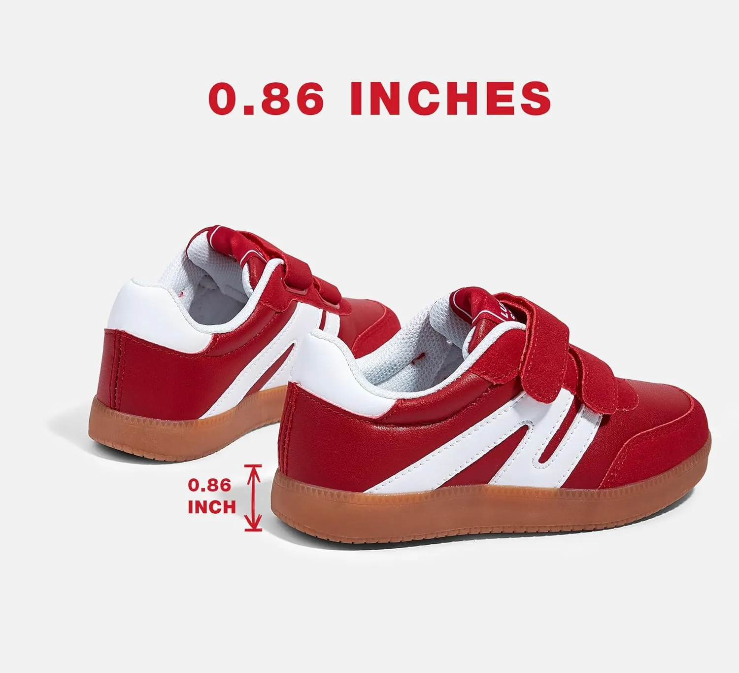 LUCKY STEP Kids Classic Retro Gum Sole Fashion Sneakers School Tennis Skate Shoes Girls Boys Hook and Loop Walking Casual Toddler Footwear Anti Slip Trainers