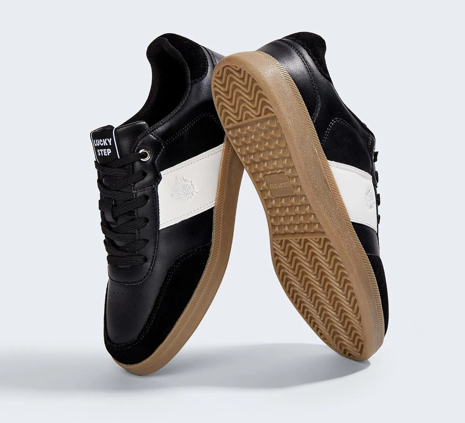 LUCKY STEP Men's Fashion Sneakers Casual Shoes Retro Suede Genuine Leather Skate Tennis Walking Shoes for Male