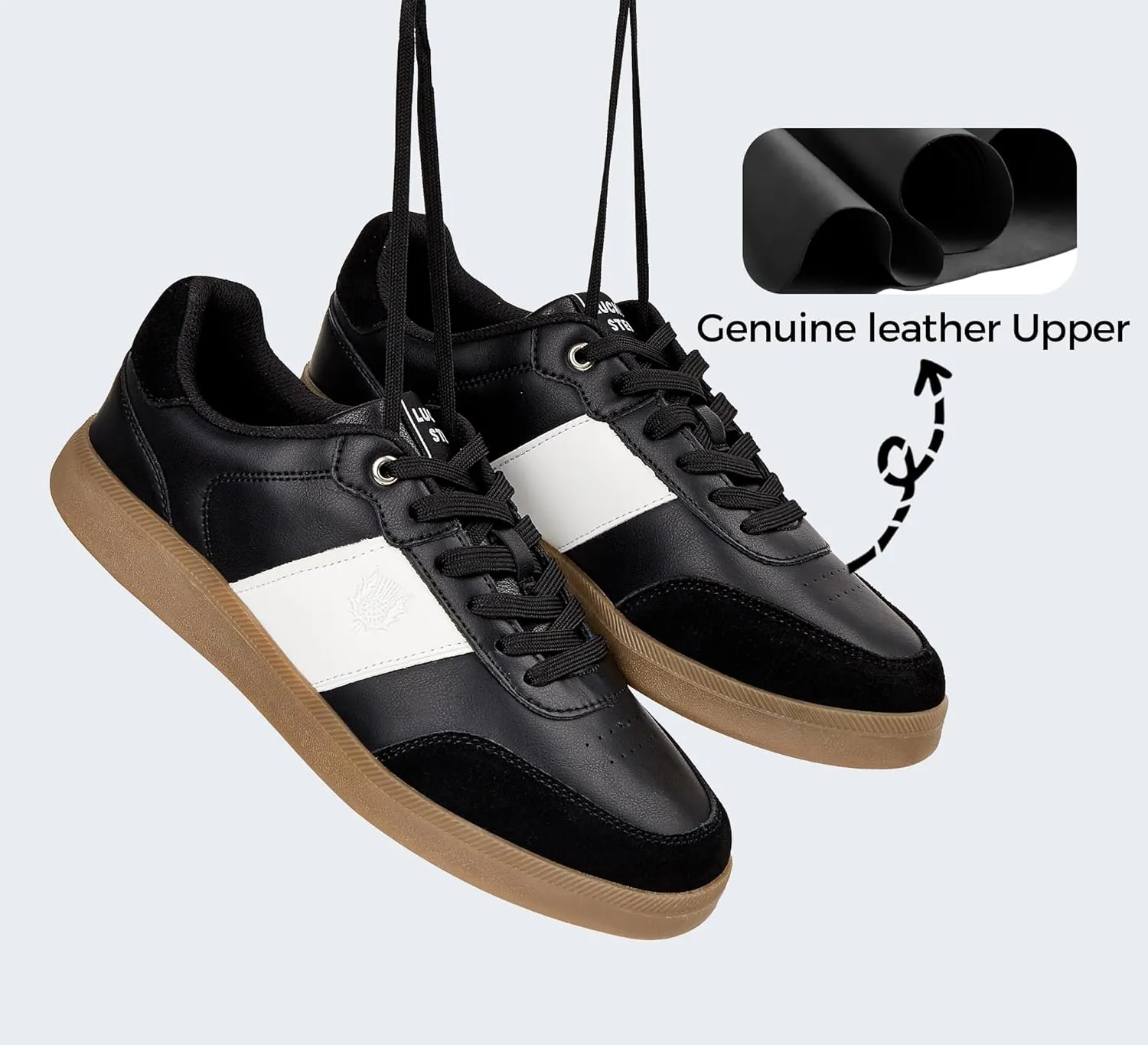 LUCKY STEP Men's Fashion Sneakers Casual Shoes Retro Suede Genuine Leather Skate Tennis Walking Shoes for Male