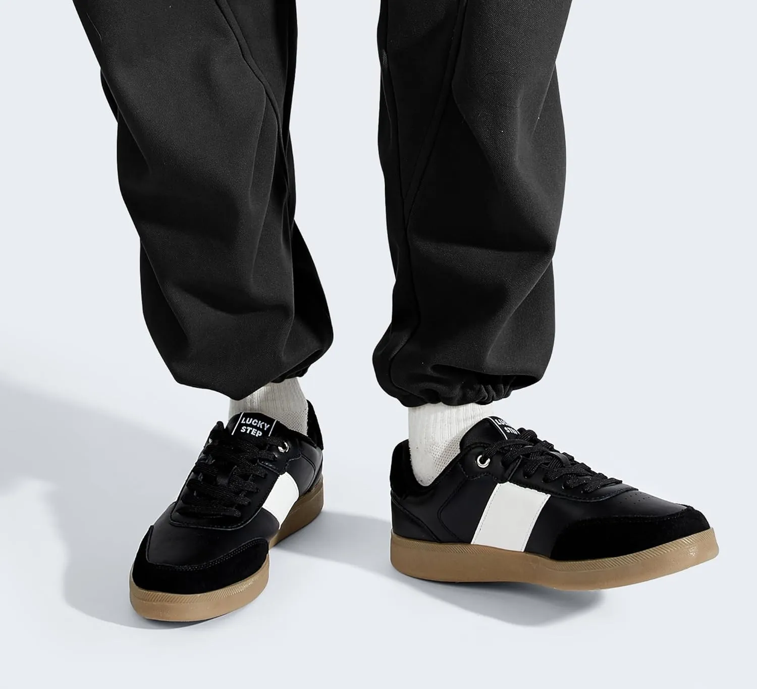 LUCKY STEP Men's Fashion Sneakers Casual Shoes Retro Suede Genuine Leather Skate Tennis Walking Shoes for Male