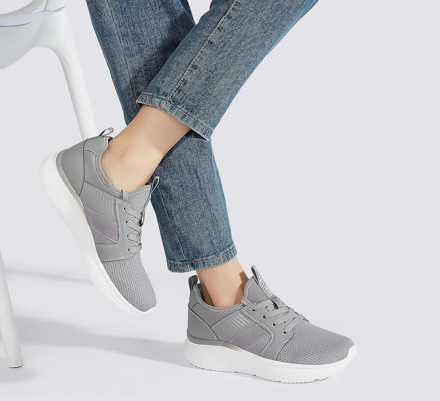LUCKY STEP Women's Mesh Slip On Walking Shoes Platform Tennis Running Sneakers Breathable Lightweight Training Workout Athletic Gym Footwear