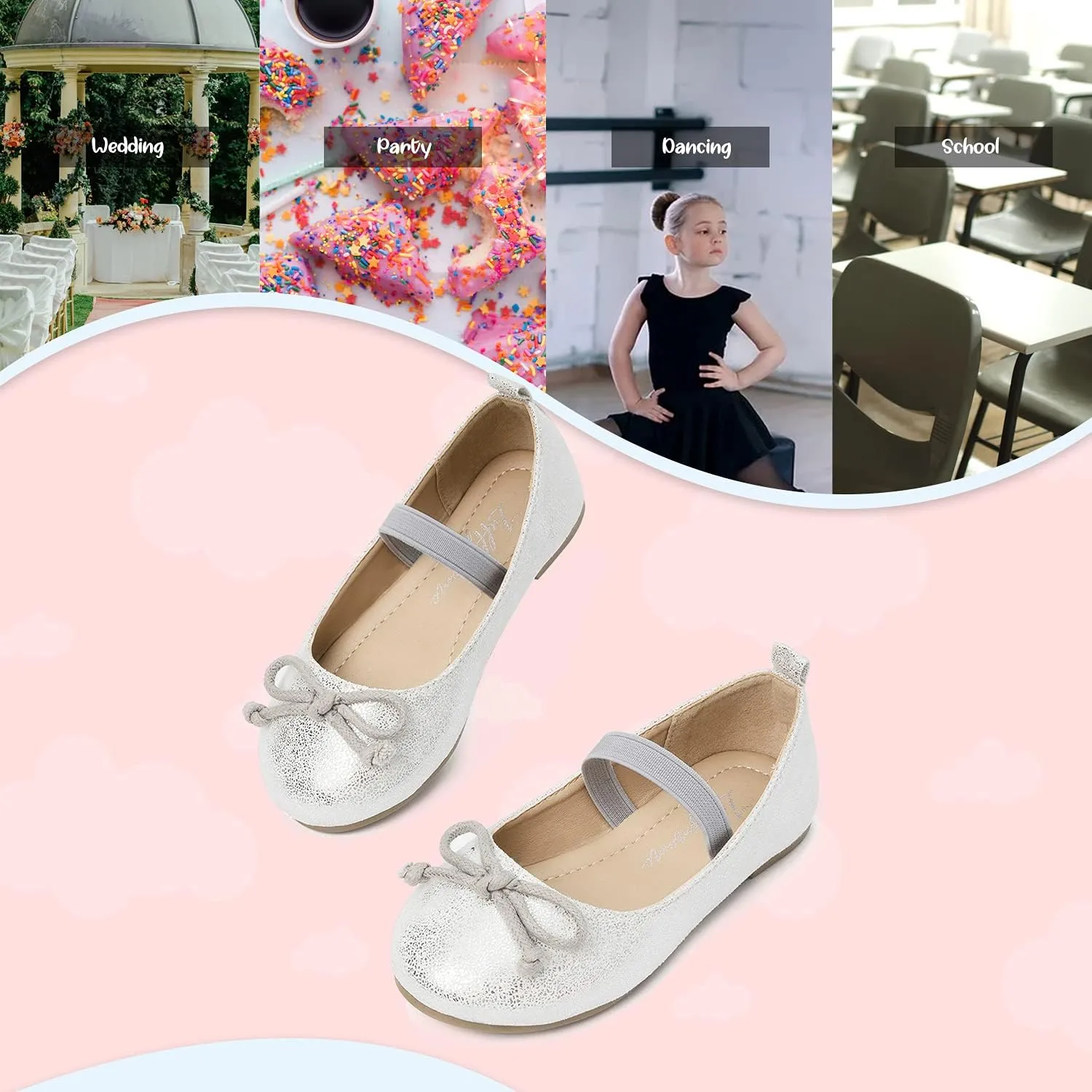 Luffymomo Girls Mary Jane Dress Shoes Party Princess Flats Strap Ballet Dance Shoes Toddler/Little Kid