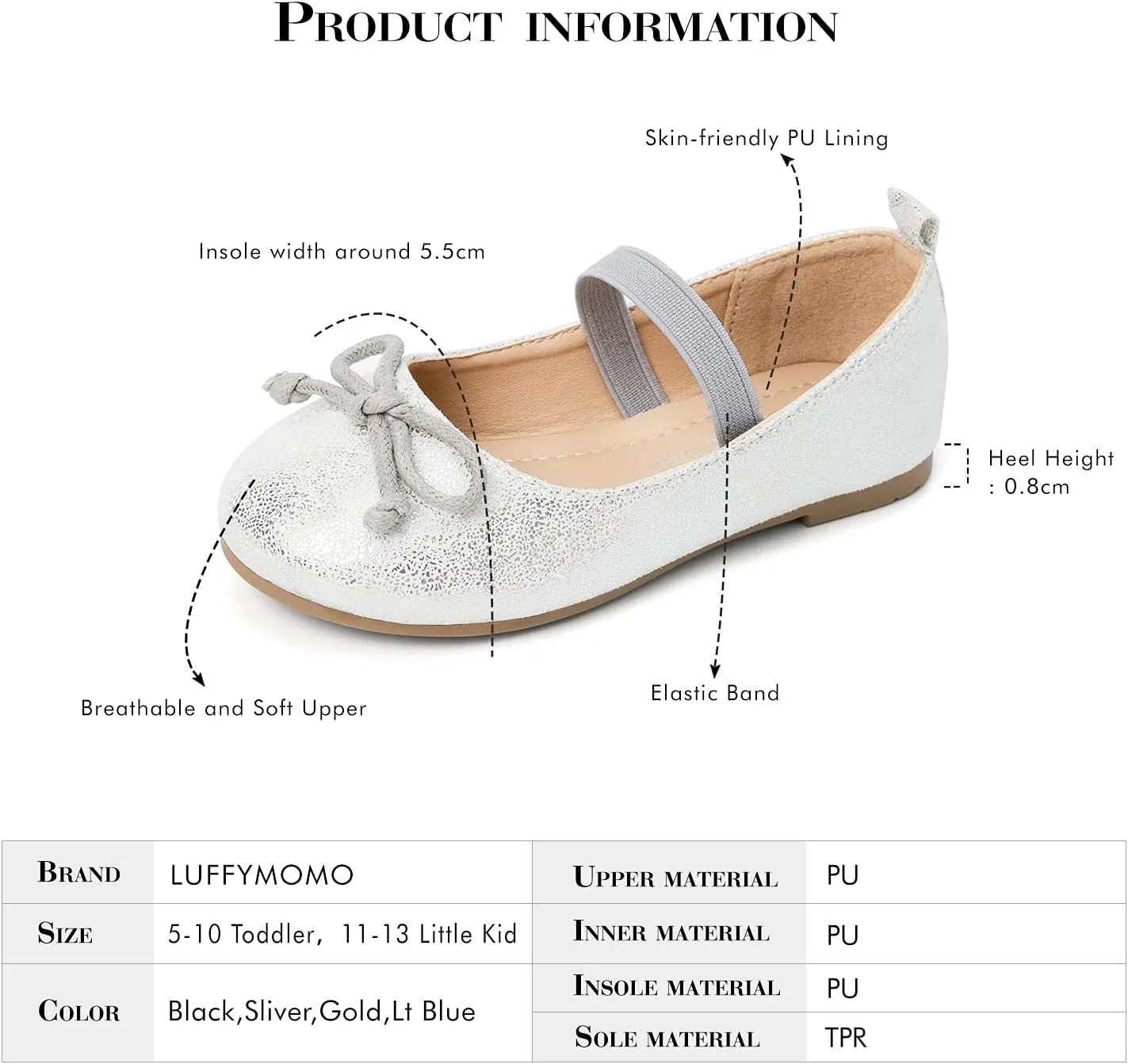 Luffymomo Girls Mary Jane Dress Shoes Party Princess Flats Strap Ballet Dance Shoes Toddler/Little Kid