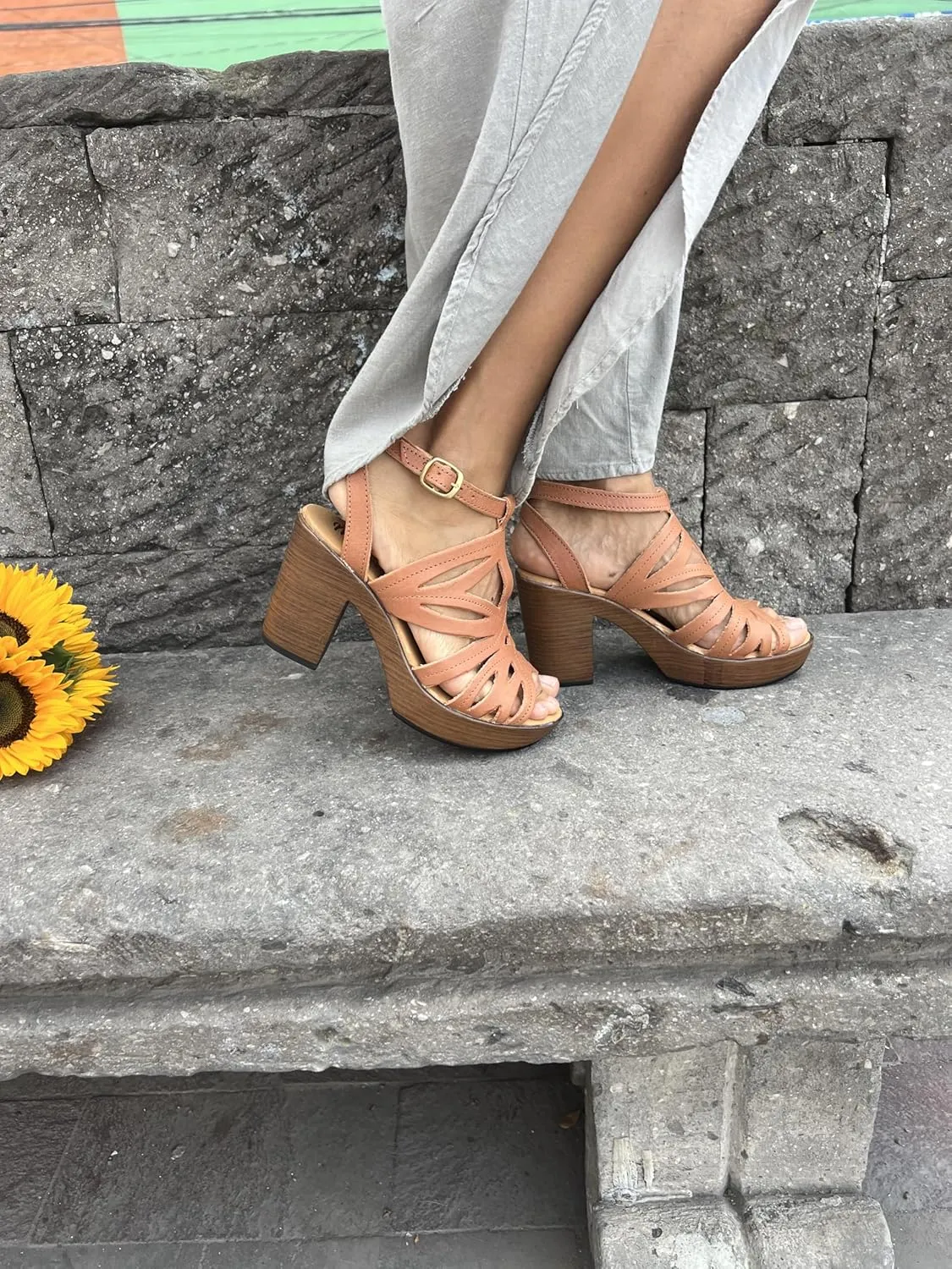 Macarena Collection Women's Flatform Wedge Casual Sandal Huarache Colorful Leather Mexican Style 4131
