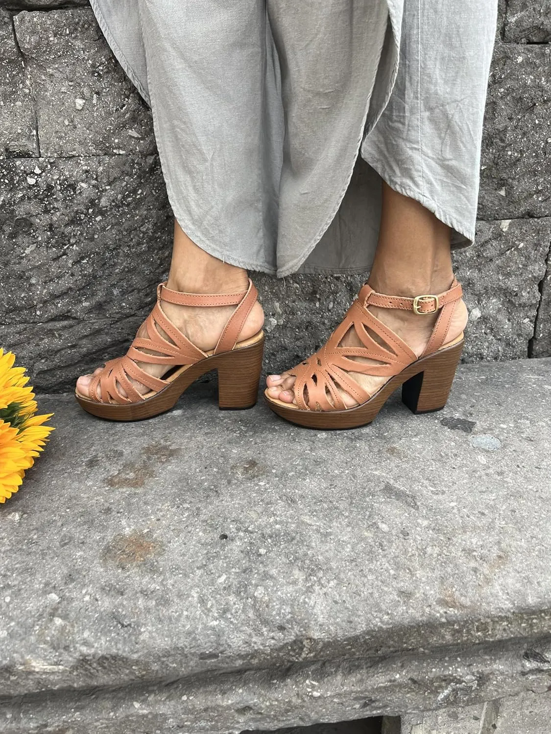 Macarena Collection Women's Flatform Wedge Casual Sandal Huarache Colorful Leather Mexican Style 4131