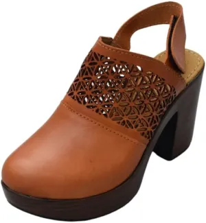 Macarena Collection Women's Flatform Wedge Casual Sandal Huarache Colorful Leather Mexican Style Artisan Cutout Design Block Heel