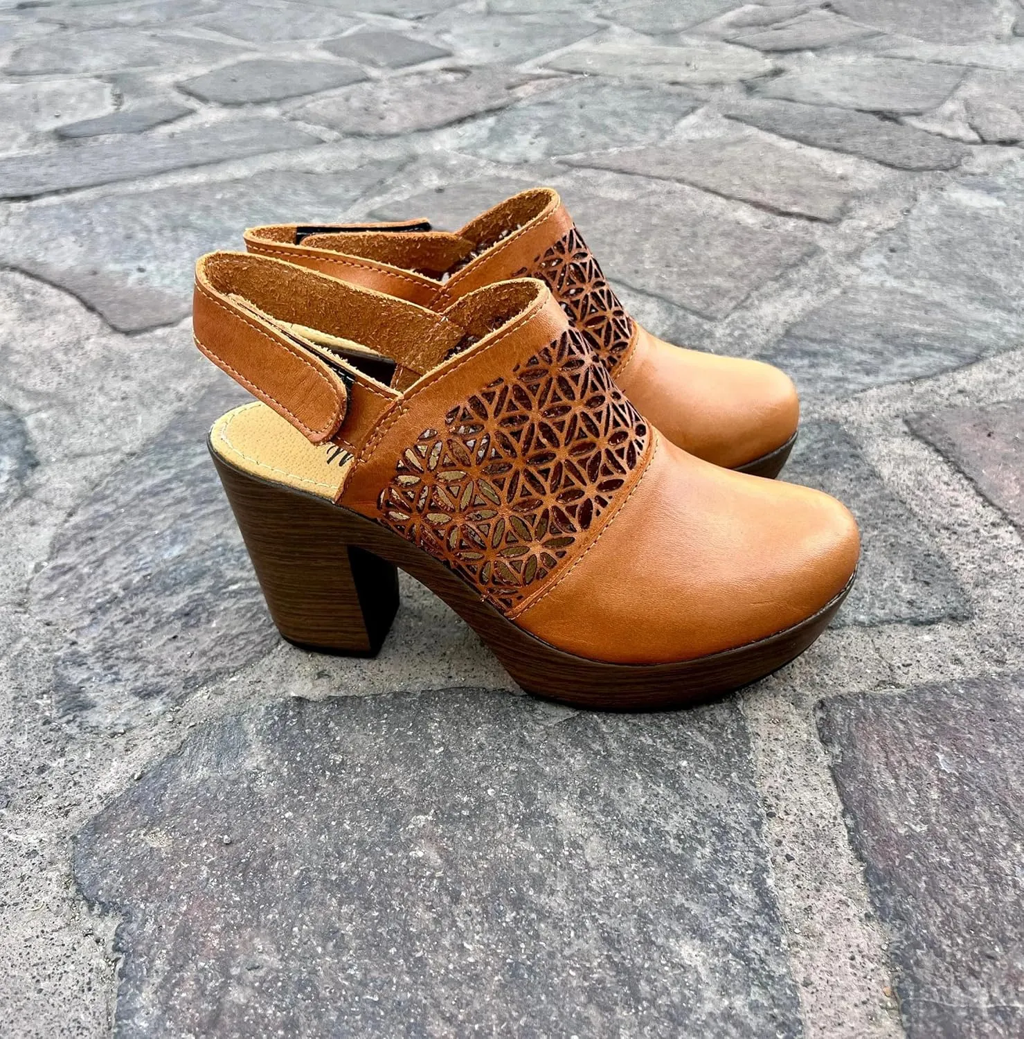 Macarena Collection Women's Flatform Wedge Casual Sandal Huarache Colorful Leather Mexican Style Artisan Cutout Design Block Heel