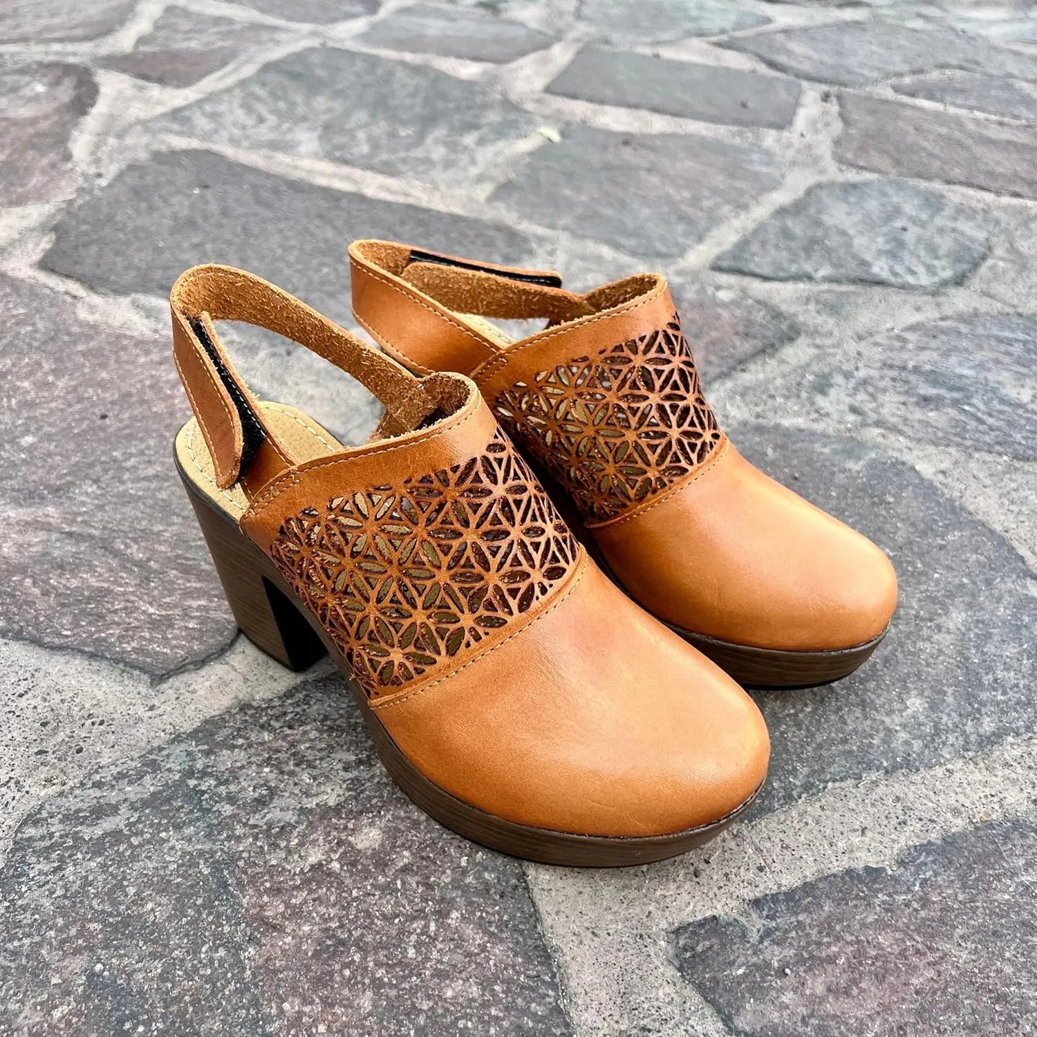 Macarena Collection Women's Flatform Wedge Casual Sandal Huarache Colorful Leather Mexican Style Artisan Cutout Design Block Heel