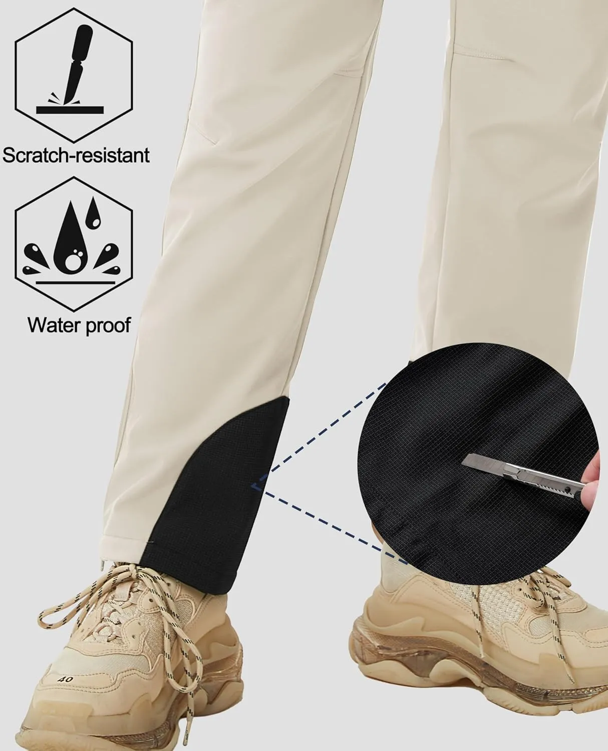 MAGCOMSEN Women's Fleece Lined Winter Hiking Pants Waterproof Insulated Ski Snow Pants Outdoor Hunting Softshell Pants