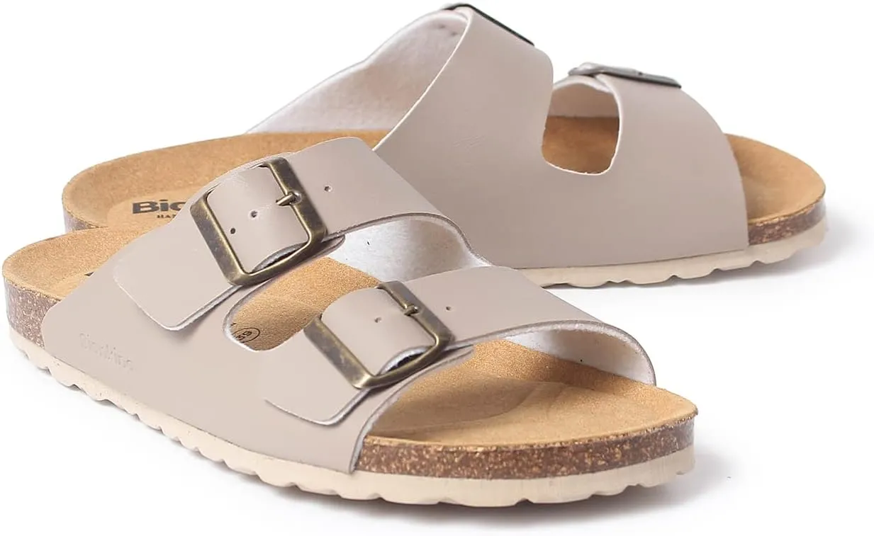 Marbella Two Strap Bio Sandals for Women - Sustainable, Eco Friendly, Vegan Leather Sandals. Recycled Upper, Comfy Insole, Cork Midsole, EVA Sole. Made in Spain