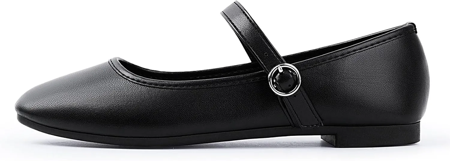 Mary Jane Flats Shoes Women Square Toe Ballet Flats Comfortable Ankle Strap Flats Casual Slip on Flats Women Flats Dress Shoes
