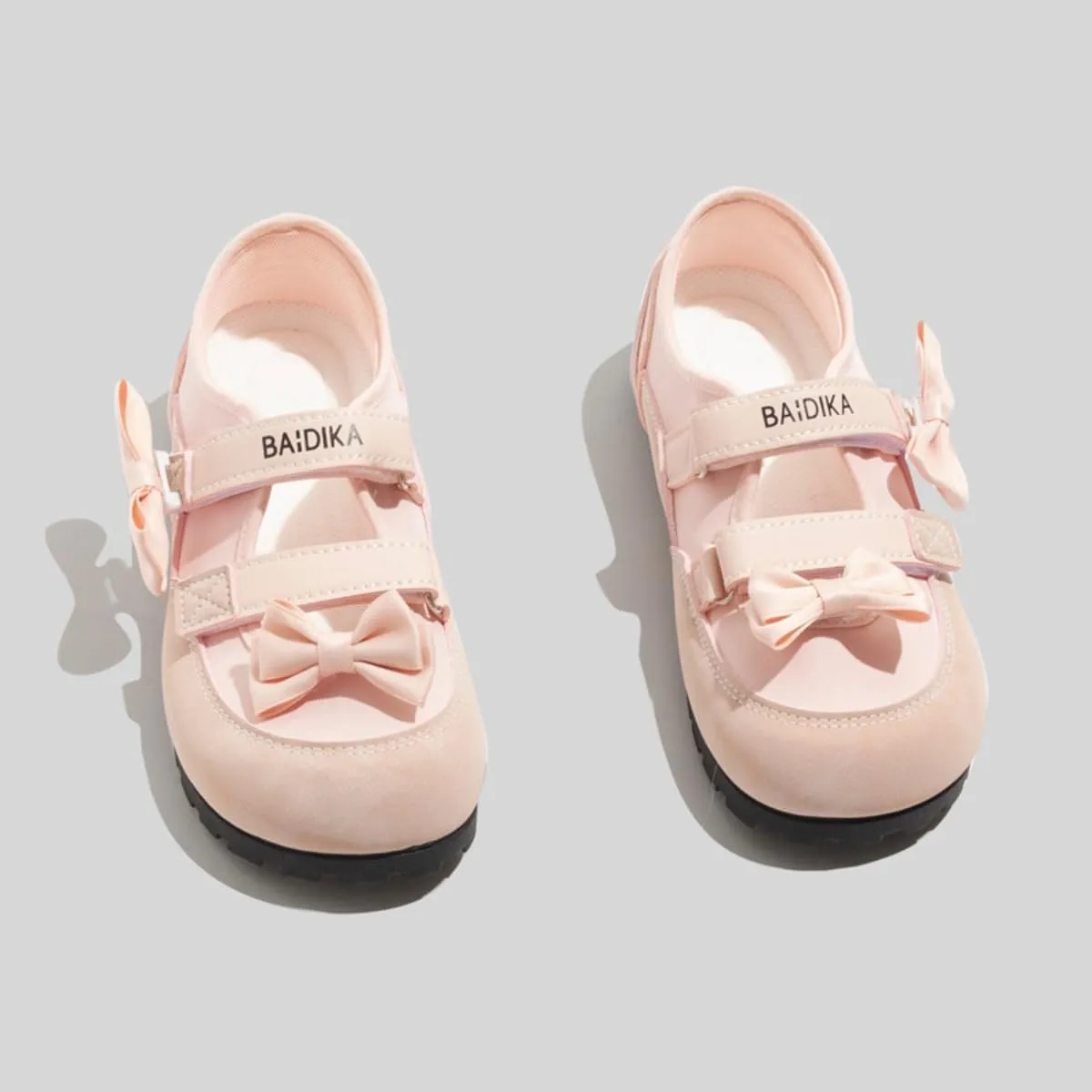 Mary Jane Girls Shoes 2025 Spring Summer – Breathable Bow Flats for Stylish Hollow Casual Princess Sneakers Lightweight Hook & Loop Strap Dress Shoes for Women