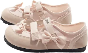 Mary Jane Girls Shoes 2025 Spring Summer – Breathable Bow Flats for Stylish Hollow Casual Princess Sneakers Lightweight Hook & Loop Strap Dress Shoes for Women