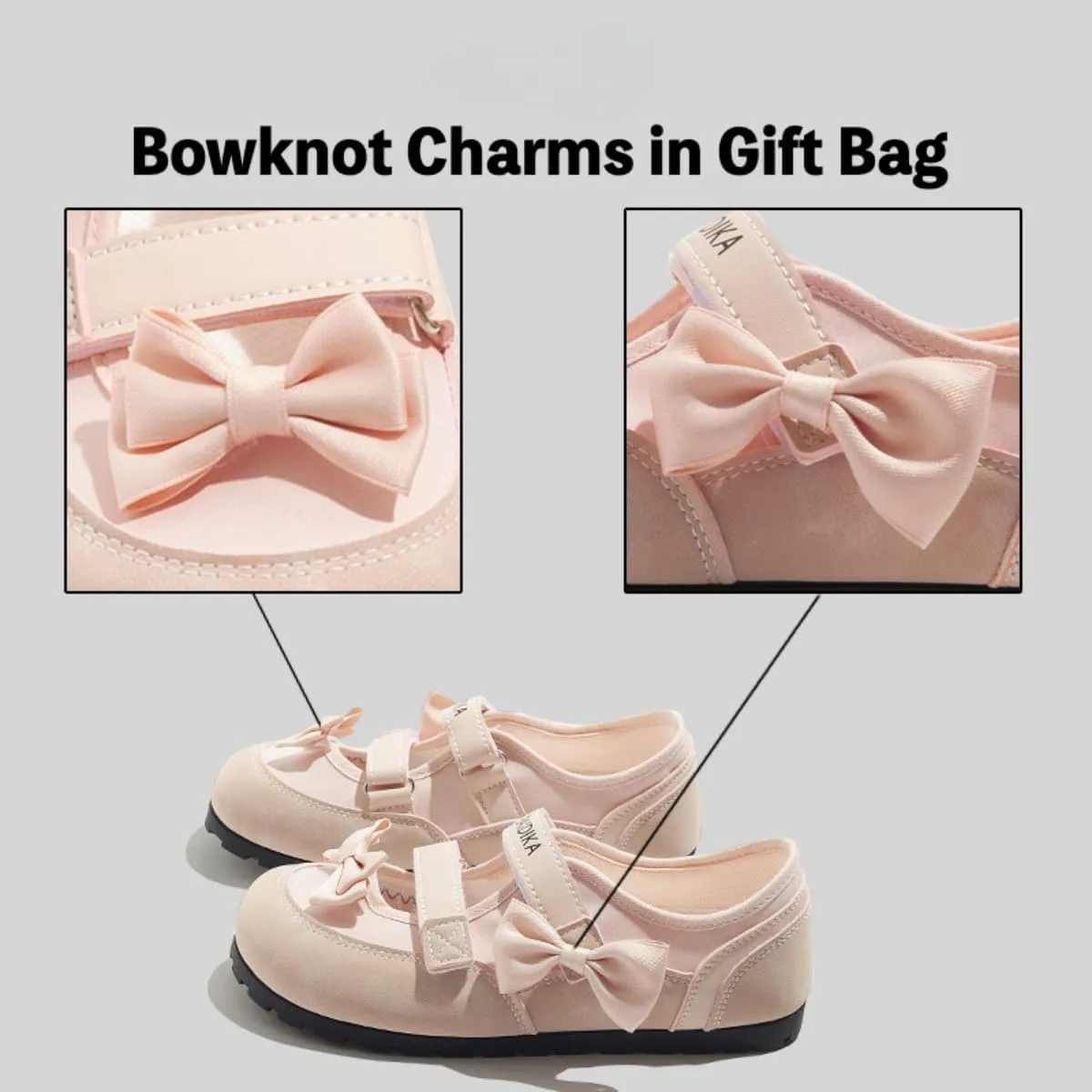 Mary Jane Girls Shoes 2025 Spring Summer – Breathable Bow Flats for Stylish Hollow Casual Princess Sneakers Lightweight Hook & Loop Strap Dress Shoes for Women