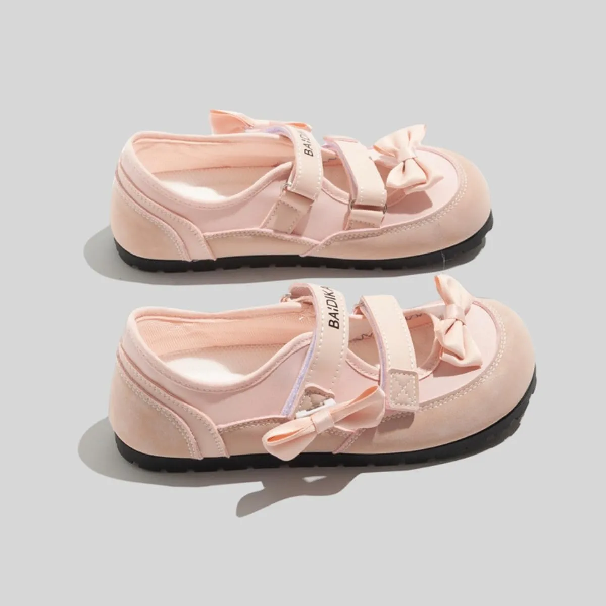 Mary Jane Girls Shoes 2025 Spring Summer – Breathable Bow Flats for Stylish Hollow Casual Princess Sneakers Lightweight Hook & Loop Strap Dress Shoes for Women