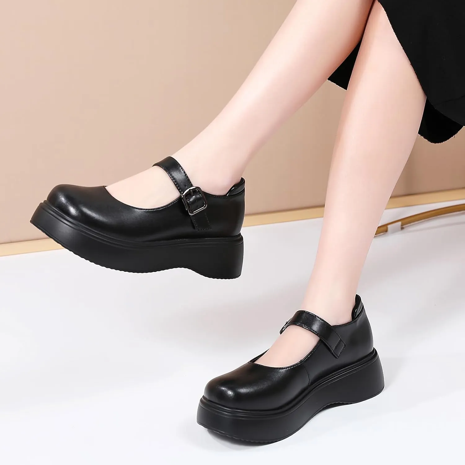 Mary Jane Shoes Women Chunky Ladies Flats Comfortable Low Heels Platform Mary Janes for Women Dressy Pumps Casual Work Shoes