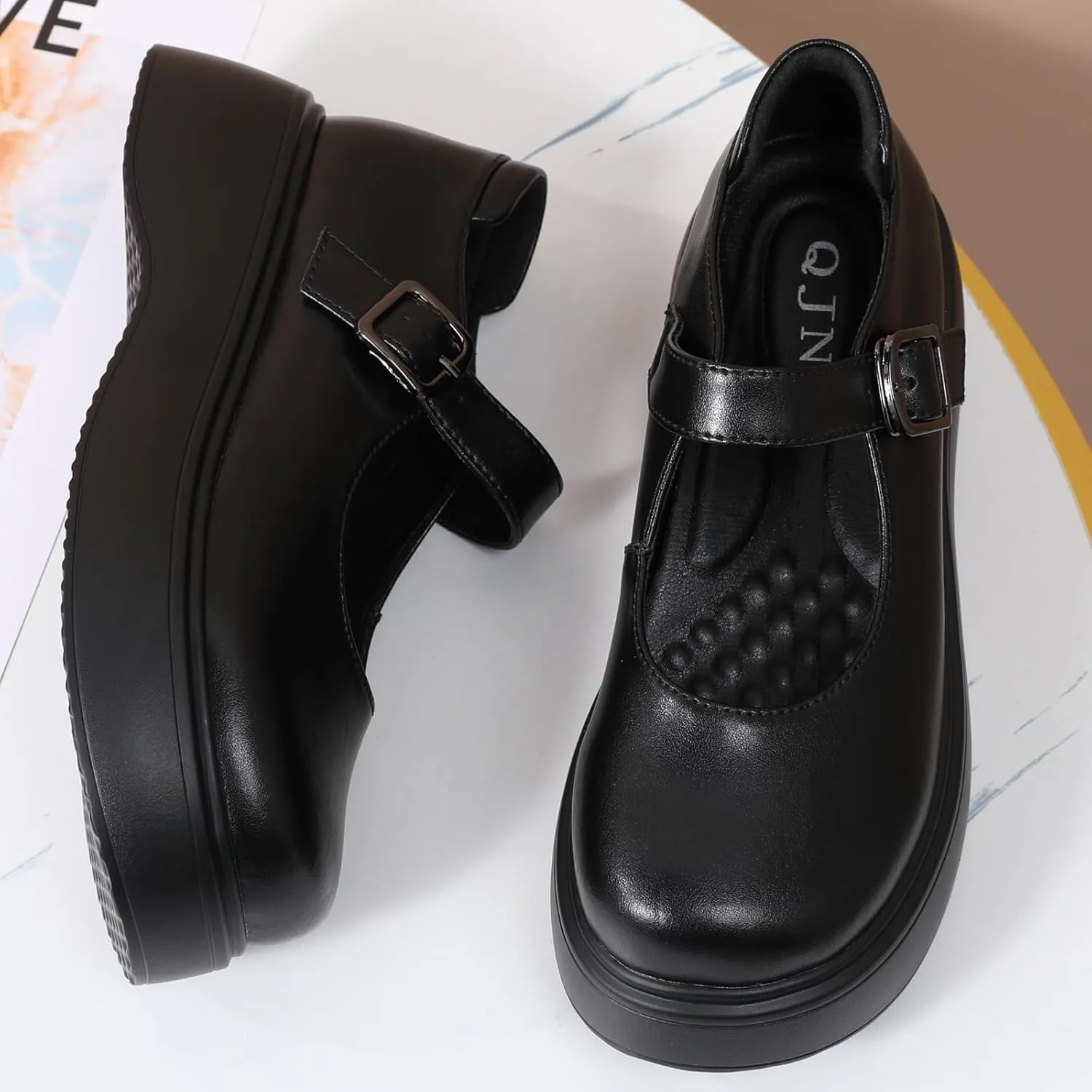 Mary Jane Shoes Women Chunky Ladies Flats Comfortable Low Heels Platform Mary Janes for Women Dressy Pumps Casual Work Shoes