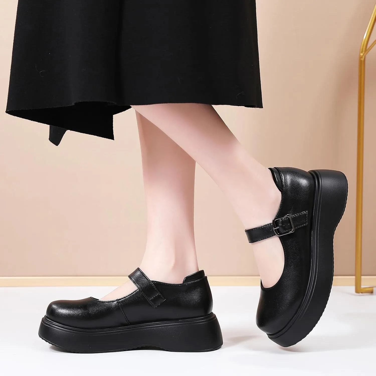 Mary Jane Shoes Women Chunky Ladies Flats Comfortable Low Heels Platform Mary Janes for Women Dressy Pumps Casual Work Shoes