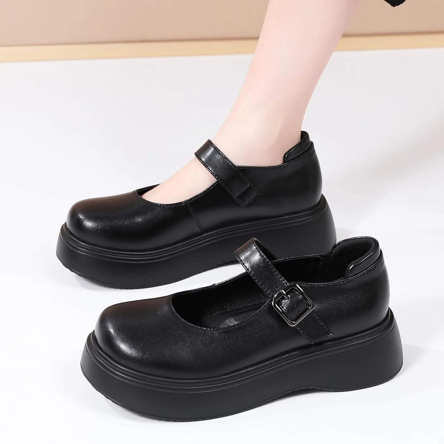 Mary Jane Shoes Women Chunky Ladies Flats Comfortable Low Heels Platform Mary Janes for Women Dressy Pumps Casual Work Shoes