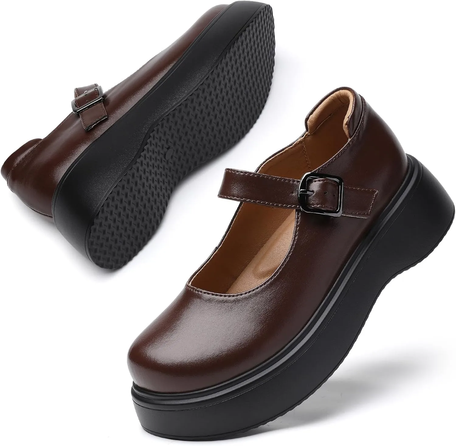 Mary Jane Shoes Women Chunky Mary Janes for Women Ladies Platform Flats Comfortable Low Heels Dressy Pumps Casual Work Shoes